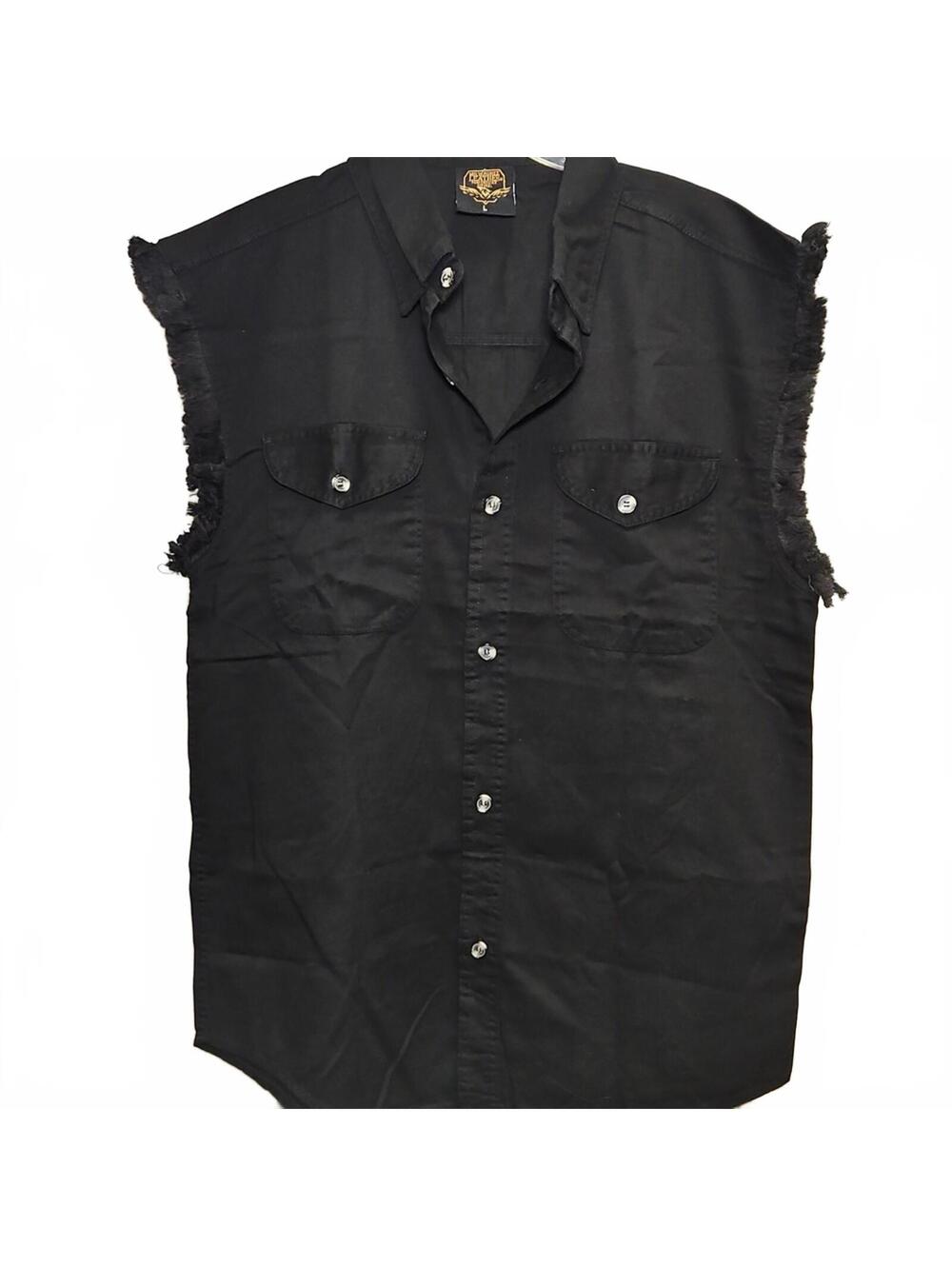 Milwaukee Leather | Men's Black Sleeveless Button-Down | L